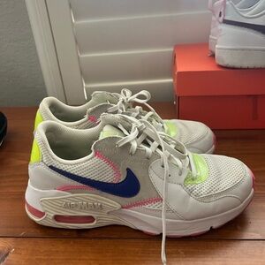 Nike Kids Air Max White and Neon Sneakers